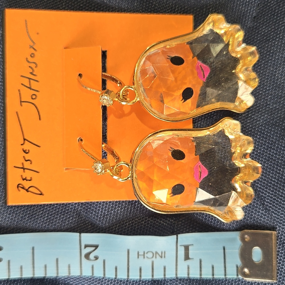 Betsey Johnson Gold and Black Ghost Earrings